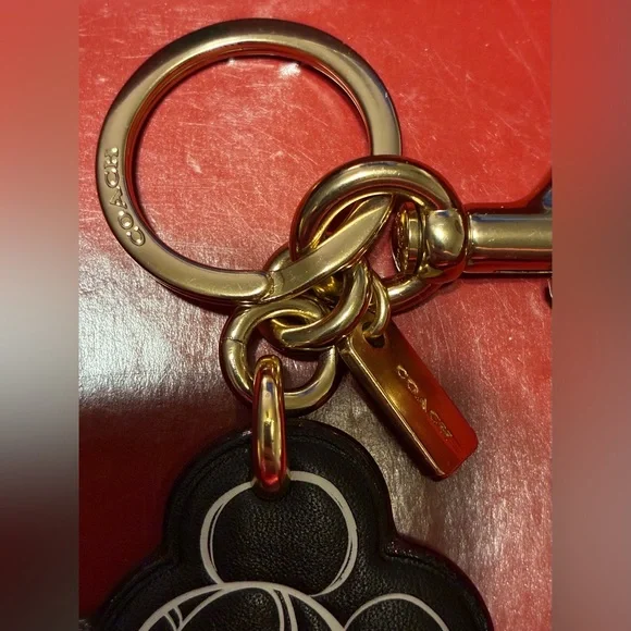 COACH x DISNEY Supple Leather Minnie Mouse Bag Charm Keychain Key Fob NEW NWT - Picture 10 of 14